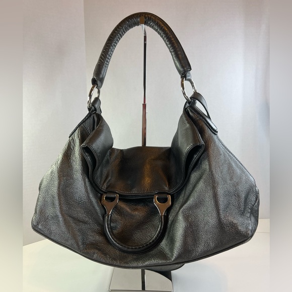 Plinio Visona Handbags - Plinio Visona Black Fold over Hobo Purse